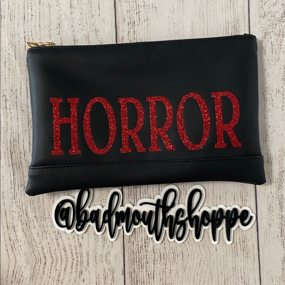 *Witchwood Bags HORROR Halloween Red Glitter Black Cosmetic Bag or Clutch Purse